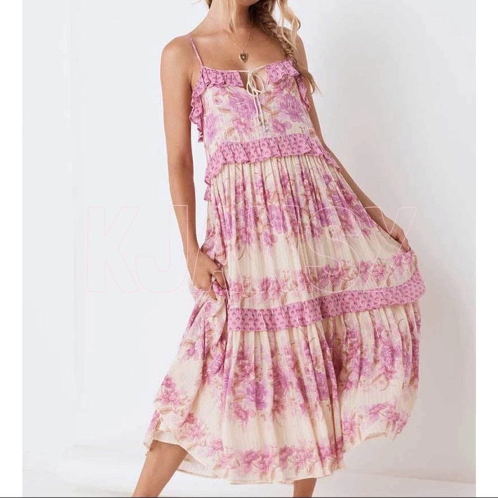 Bohemian Pink Ruffle Dress - Picture 7 of 8